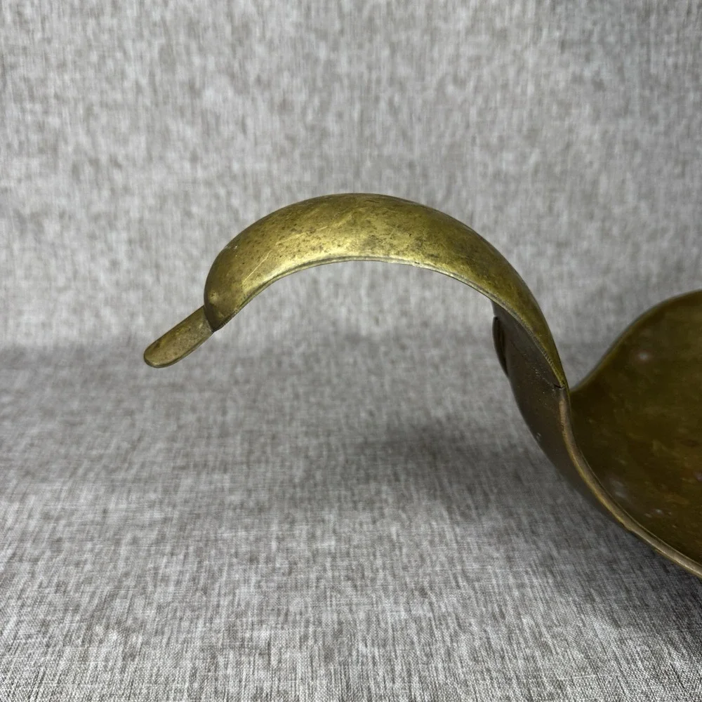 Vintage Brass Swan Duck Swan Trinket Tray Dish Bowl Patina